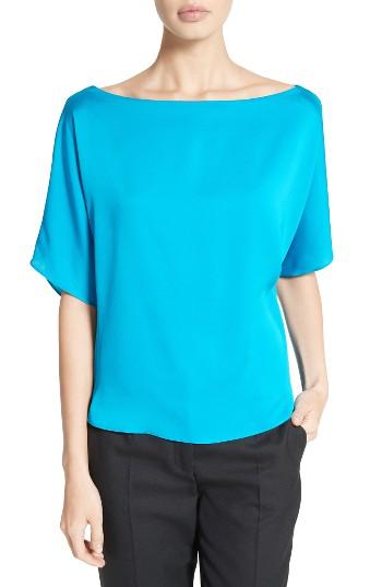 Women's Milly Stretch Silk Bateau Tee - Blue/green
