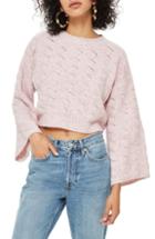 Women's Topshop Graffiti Jacquard Sweater Us (fits Like 0) - Pink