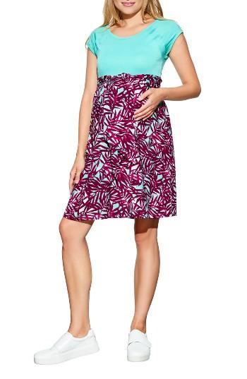 Women's Maternal America Tie Front Maternity Dress - Green