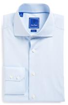 Men's David Donahue Trim Fit Stripe Dress Shirt .5 34/35 - Blue