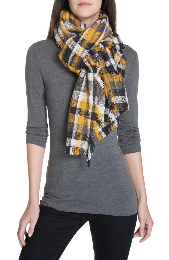 Women's Eileen Fisher Check Wrap, Size - Grey