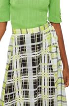 Women's Topshop Obsession Mixed Check Print Midi Skirt Us (fits Like 0) - Green