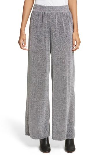 Women's Mm6 Maison Margiela Metallic Jersey Wide Leg Pants - Grey