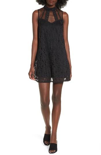 Women's Speechless Pleated Lace Dress - Black