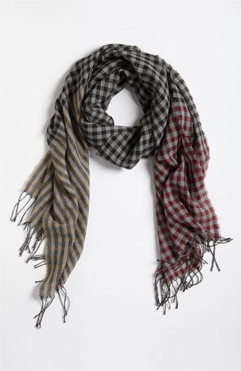 Rag & Bone 'double Check' Wool Scarf Red One Size