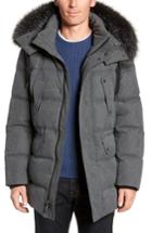 Men's Andrew Marc Belmont Genuine Fox Fur Trim Down Parka - Grey