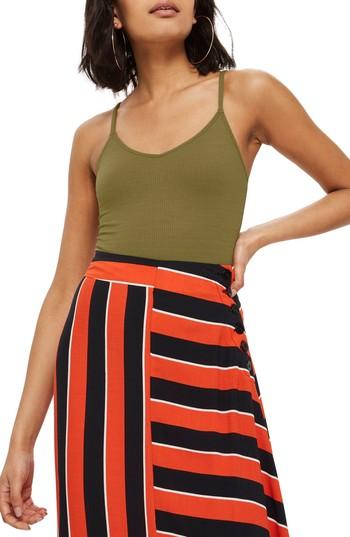 Women's Topshop Ribbed Bodysuit Us (fits Like 6-8) - Green