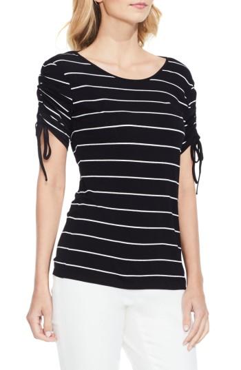 Women's Vince Camuto Drawstring Sleeve Stripe Top