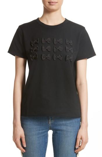 Women's Tu Es Mon Tresor Grosgrain Bow Tee - Black