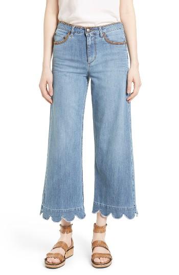 Women's Red Valentino Scallop Detail Denim Pants
