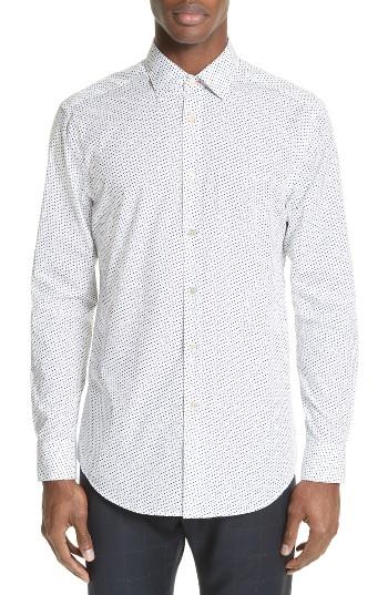 Men's Paul Smith Heart Print Sport Shirt - White