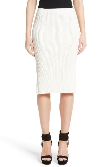 Women's Akris Punto Rib Knit Side Slit Skirt - Ivory