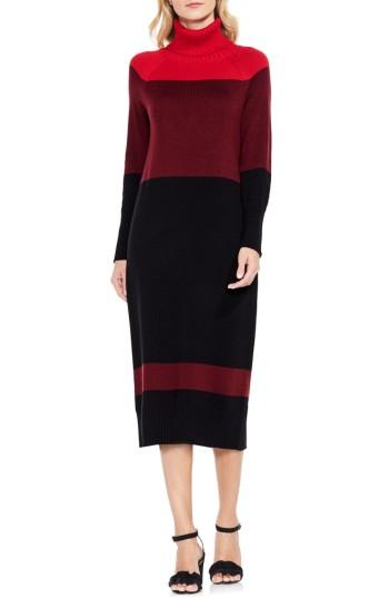 Women's Vince Camuto Colorblock Turtleneck Sweater Dress - Red