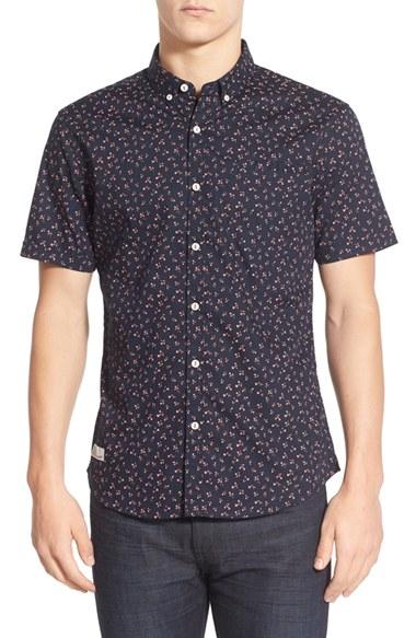 Men's 7 Diamonds 'editions Of You' Trim Fit Short Sleeve Floral Print Woven Shirt