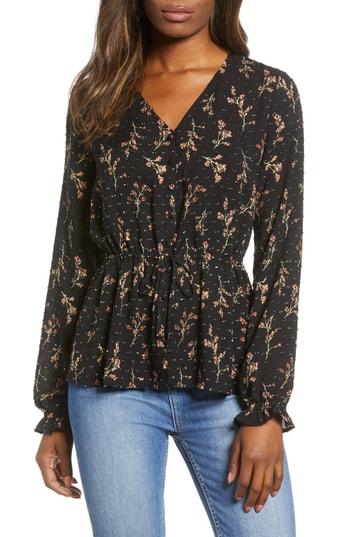 Women's Caslon Textured Print Top - Black