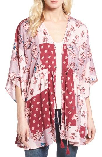 Women's Hinge Poppy Patchwork Kimono, Size - Pink