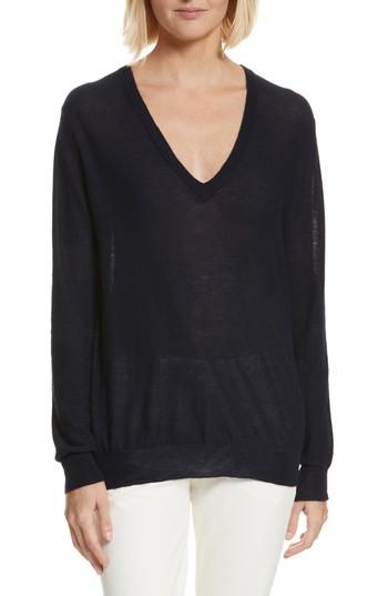 Women's Joseph V-neck Cashair Cashmere Sweater - Blue