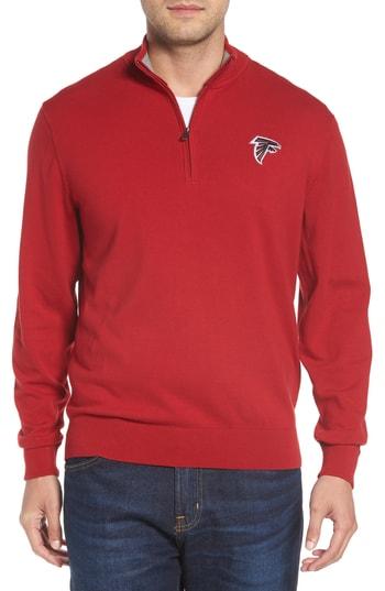 Men's Cutter & Buck Atlanta Falcons - Lakemont Regular Fit Quarter Zip Sweater - Red