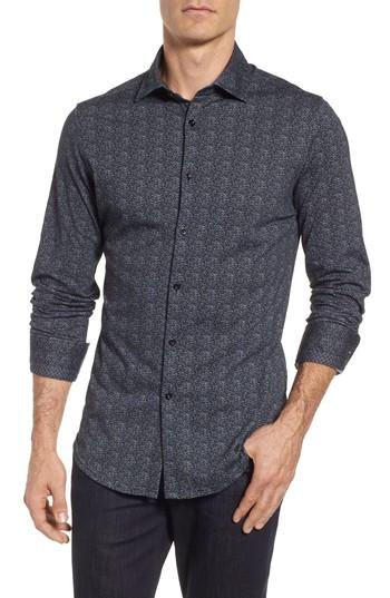 Men's Stone Rose Melange Knit Sport Shirt, Size - Black