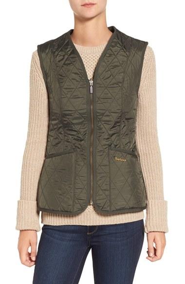 Women's Barbour 'betty' Fleece Lined Quilted Liner Us / 6 Uk - Green