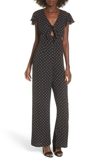 Women's Love, Fire Tie Front Wide Leg Jumpsuit - Black