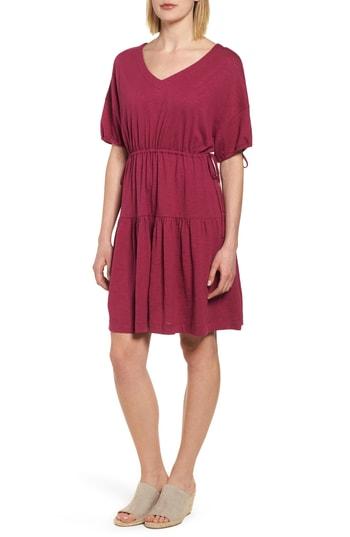 Women's Caslon Gathered Tie Cotton Blend Dress - Purple