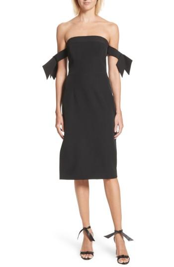 Women's Milly Brit Off The Shoulder Stretch Cady Sheath Dress - Black