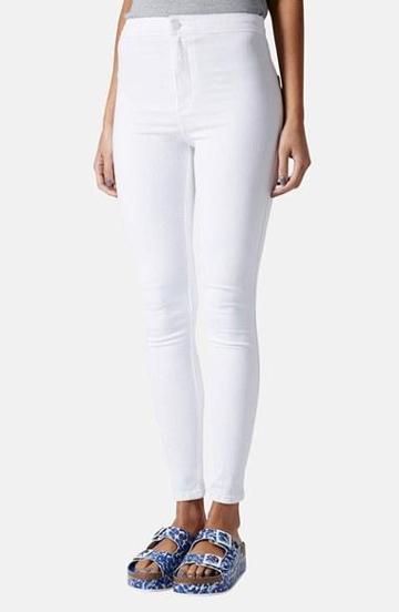 Topshop Moto 'joni' High Rise Skinny Jeans (regular, Short & Long) Womens White Size 25 (24 Us)