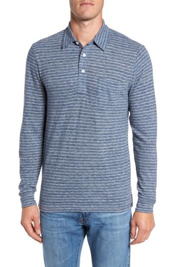 Men's Faherty Stripe Long Sleeve Polo - Blue