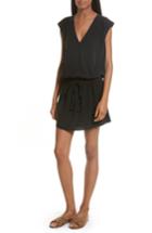Women's Joie Aniya Surplice Silk Minidress, Size - Black