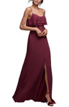 Women's Watters Jasper Ruffle Popover Gown - Burgundy