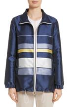 Women's St. John Collection Double Face Stripe Twill Jacket, Size - Blue