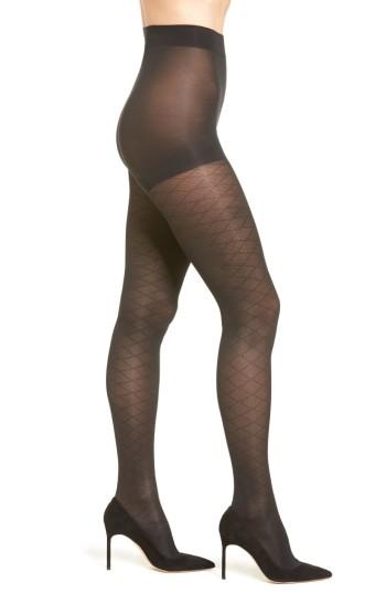 Women's Item M6 Diana Diamond Pattern Tights - Black