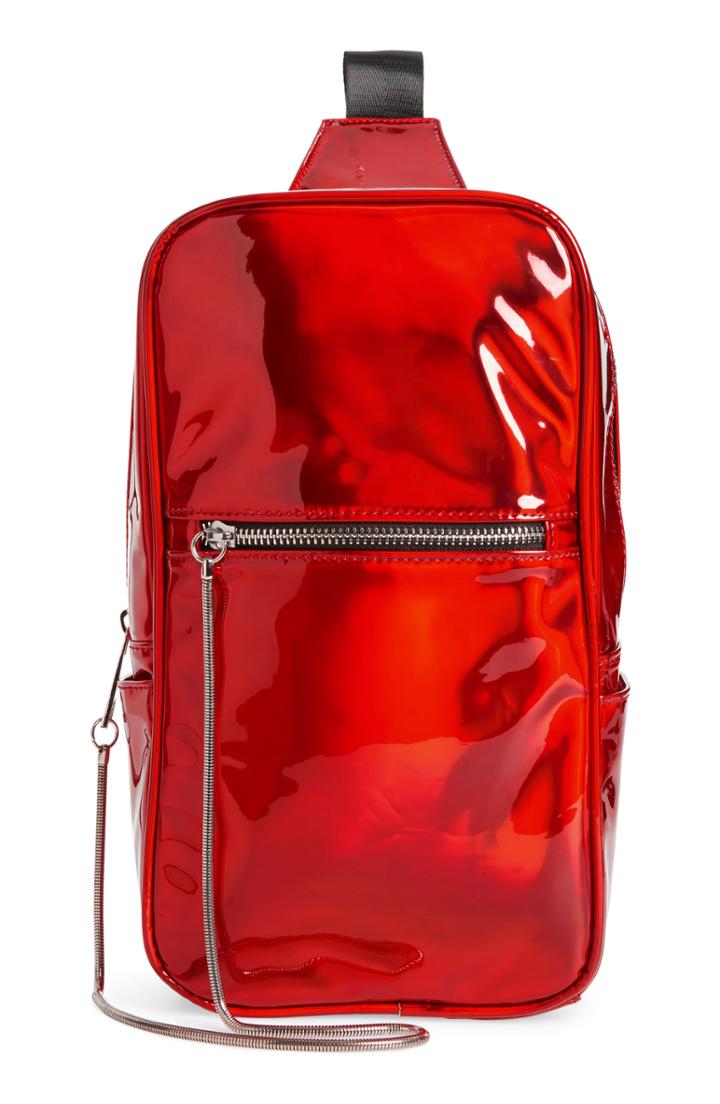 Like Dreams Faux Patent Crossbody Bag - Red