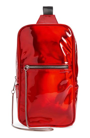 Like Dreams Faux Patent Crossbody Bag - Red