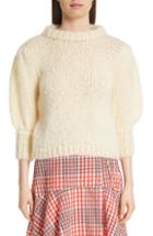 Women's Ganni Juilliard Mohair & Wool Puff Sleeve Sweater - Ivory