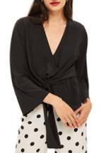 Women's Topshop Tiffany Asymmetrical Blouse Us (fits Like 0-2) - Black