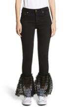 Women's Tu Es Mon Tresor Tulle Hem Flare Jeans - Black