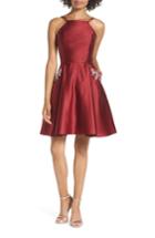 Women's Blondie Nites Satin Halter Neck Party Dress - Red