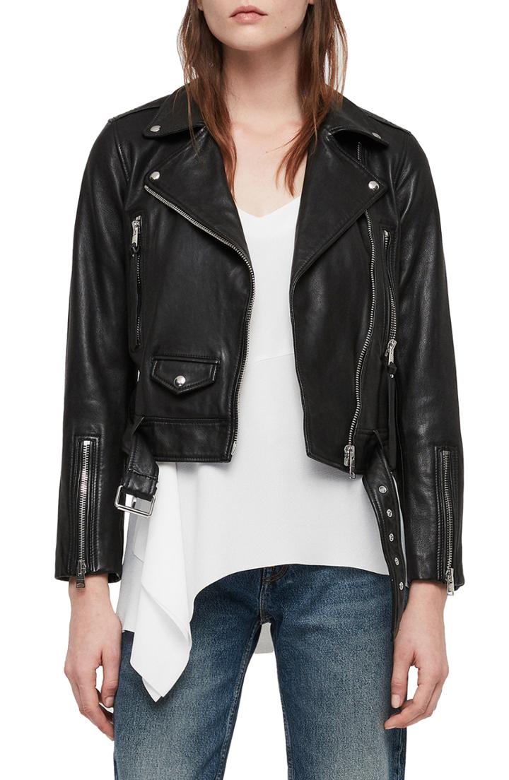 Women's Allsaints Juno Leather Biker Jacket - Black