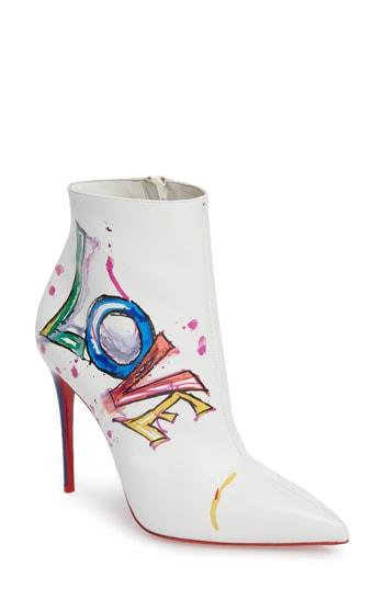 Women's Christian Louboutin Love Pointy Toe Bootie Us / 36eu - White