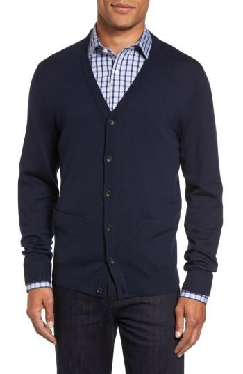 Men's Nordstrom Men's Shop Merino V-neck Cardigan - Blue