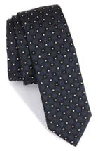 Men's Boss Geometric Silk Skinny Tie, Size - Blue