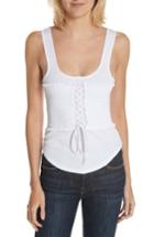 Women's Cinq A Sept Sabine Ribbed Corset Waist Tank Top - White