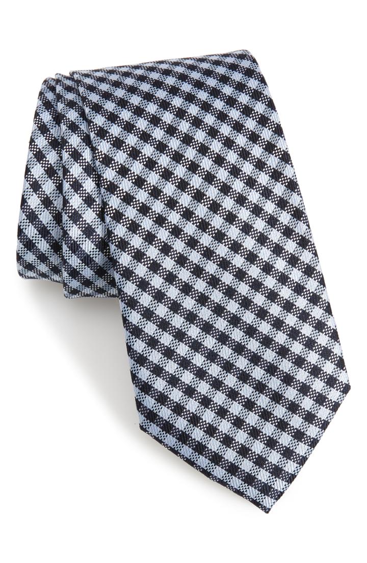 Men's Calibrate Fiswell Check Silk Tie, Size - Blue