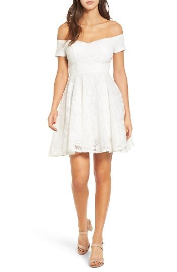 Women's Soprano Lace Off The Shoulder Fit & Flare Dress - Ivory