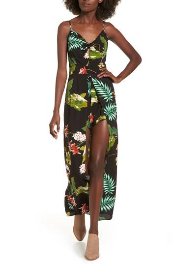 Women's Soprano Tie-front Maxi Romper - Black