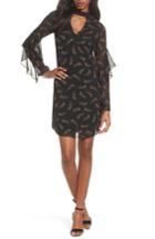 Women's Sam Edelman Feather Print Choker Collar Dress - Black