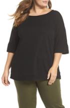 Women's Caslon Ruffle Sleeve Yoke Linen Blend Tee