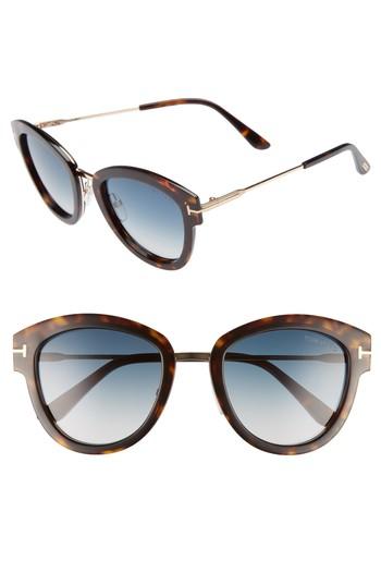 Women's Tom Ford Mia 55mm Cat Eye Sunglasses - Dark Havana Acetate/ Rose Gold